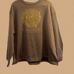Brown Sweatshirt with Gold Graphic
